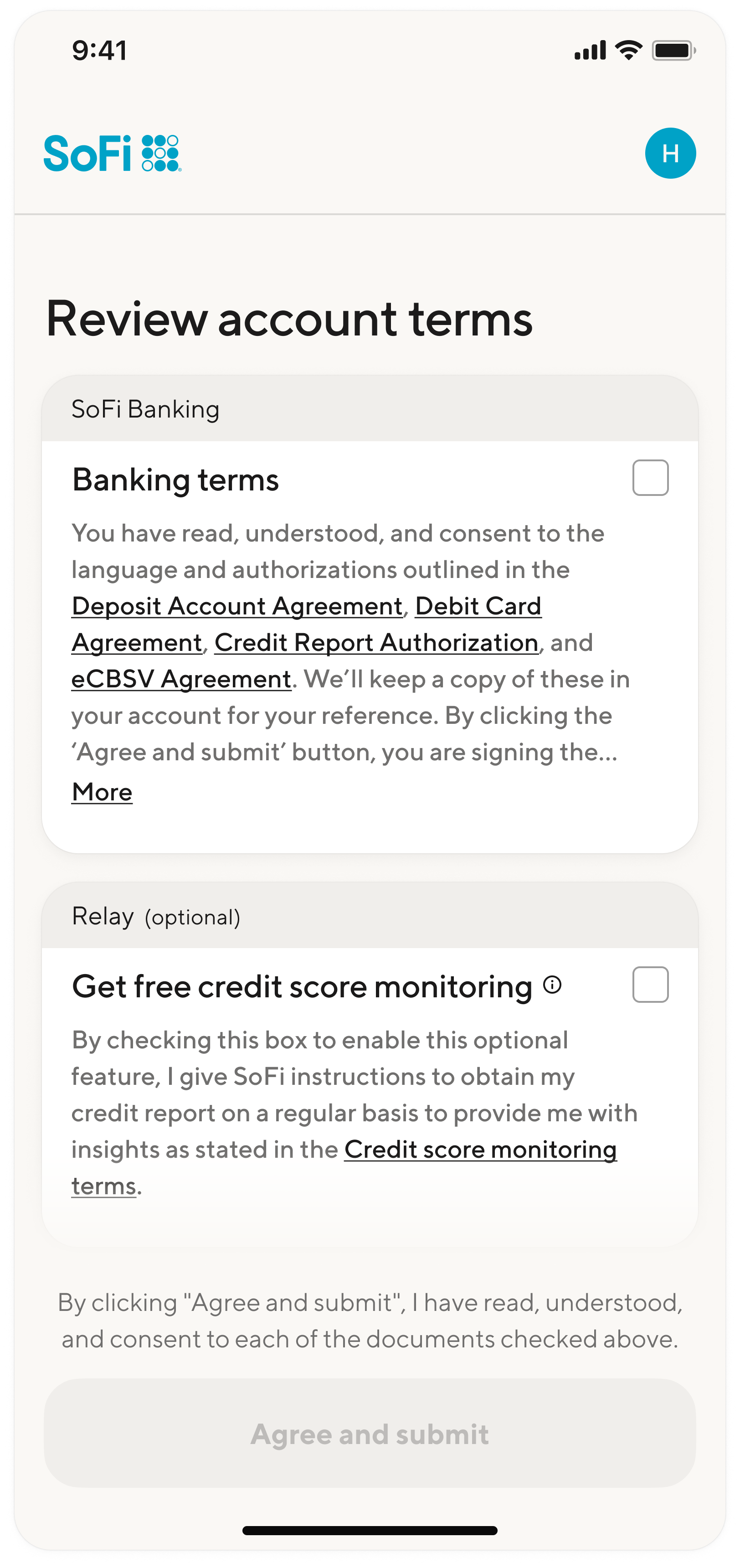 Test: Required and optional separated, both left unchecked