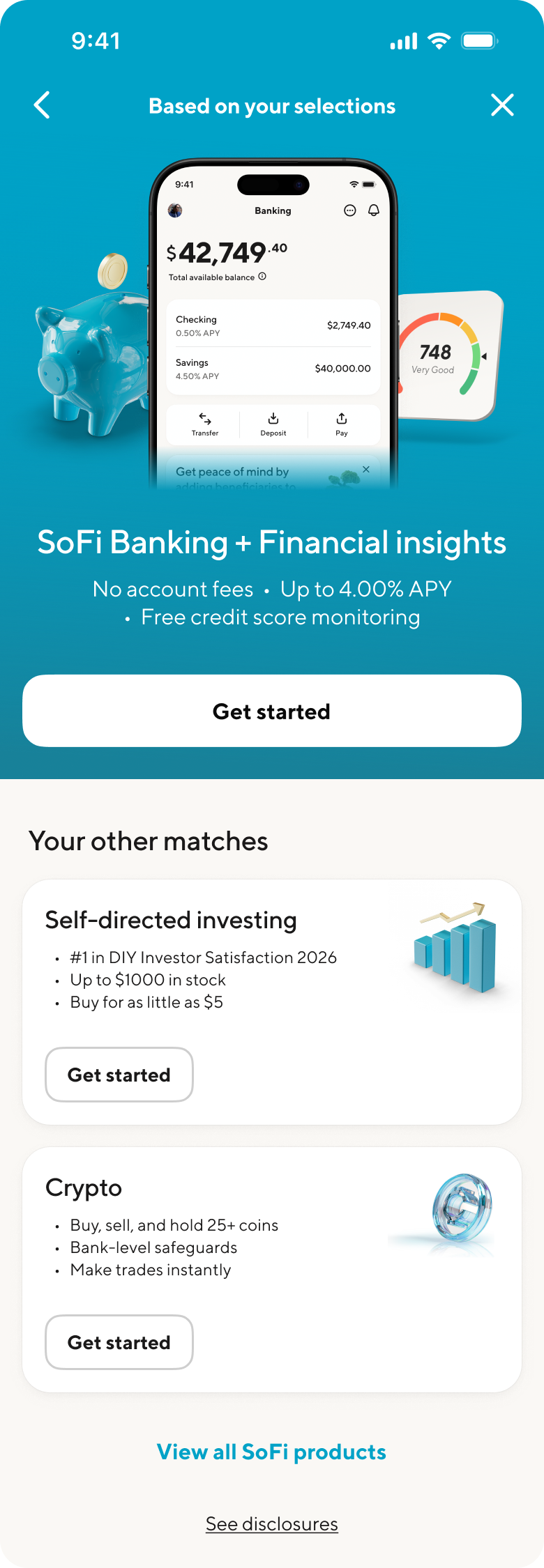 Results: Matched products based on quiz answers