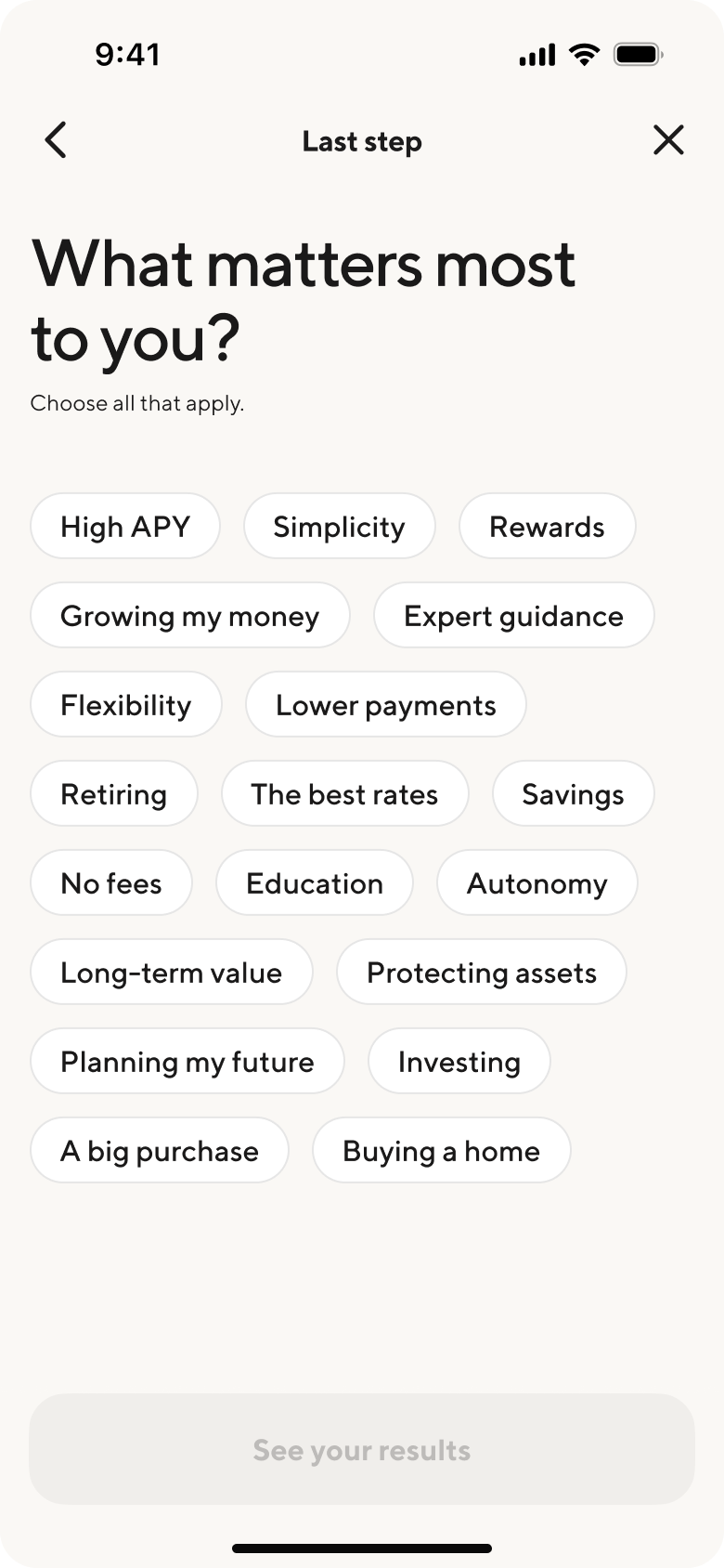 V2: Tag cloud, multi-select keywords with flat hierarchy